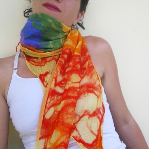 nuno felted scarf -She's like a Rainbow-