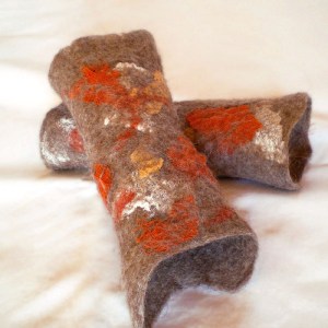 nuno felted arm warmers -autumn leaves-