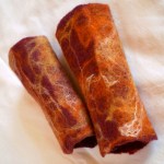  felted wrist warmers -cranberries-