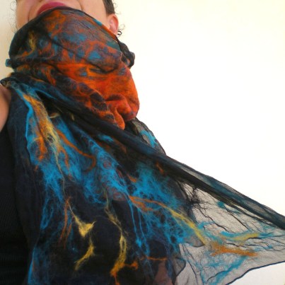 nuno felted scarf -Mexican moon- 2
