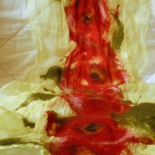 nuno felted scarf -painting and kissing-