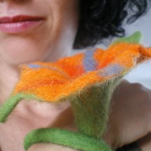 felted flower bracelet -sister Dew-