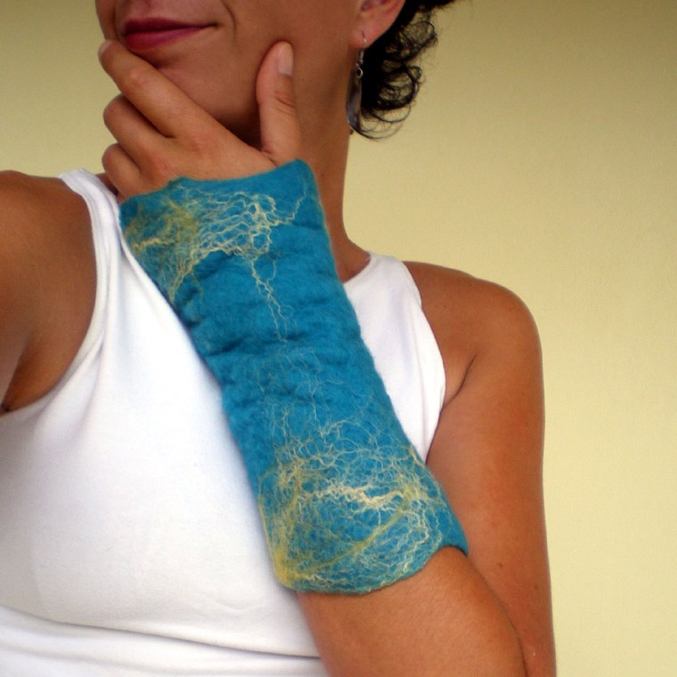  felted arm warmers -this is the sea-