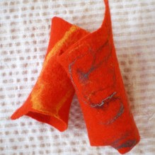 felted wrist warmers -to hide a little thought-