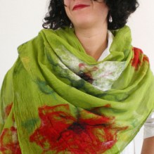 nuno felted scarf-shawl -Colors and the Kids-