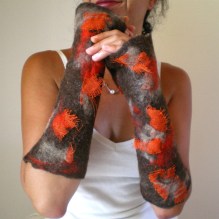 nuno felted arm warmers -autumn-