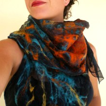 nuno felted scarf -Mexican moon-
