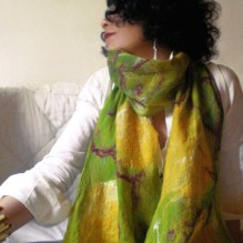 cobweb felted scarf -lemon flower-