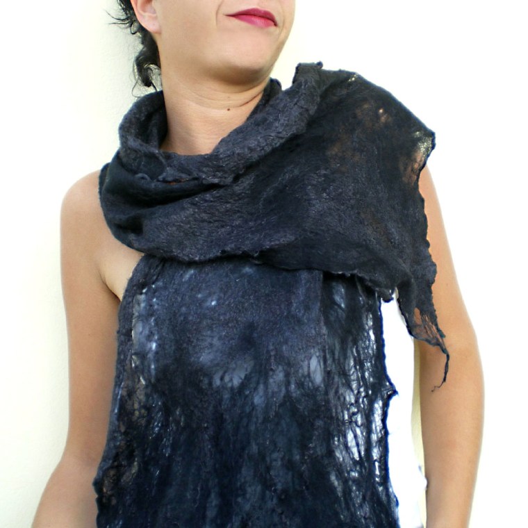 cobweb felted scarf- Joy of Darkness-