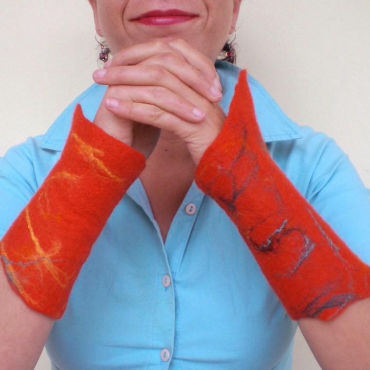felted wrist warmers -to hide a little thought-