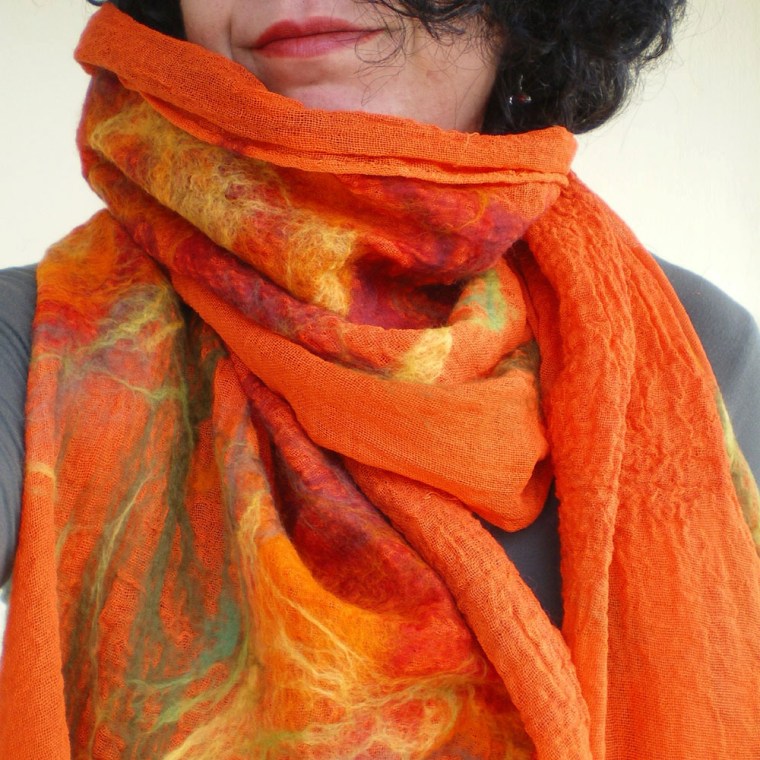nuno felted scarf-shawl -my funny Valentine-