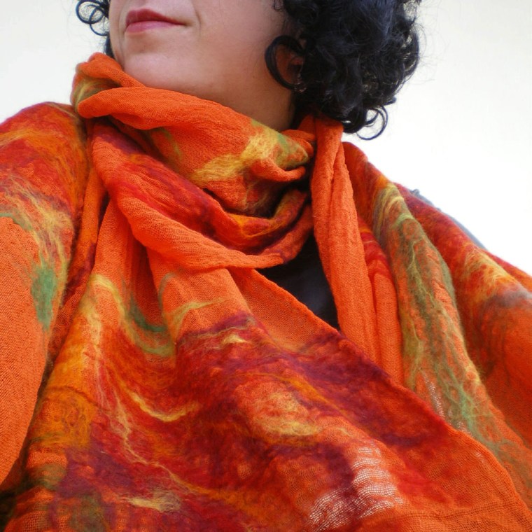 nuno felted scarf-shawl -my funny Valentine-