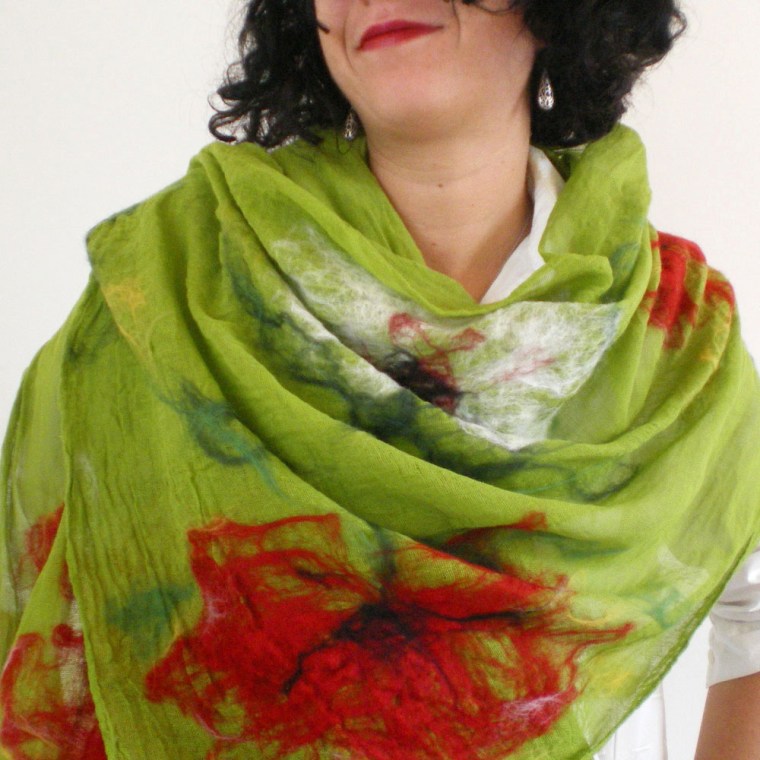 nuno felted scarf-shawl - Colors and the Kids-