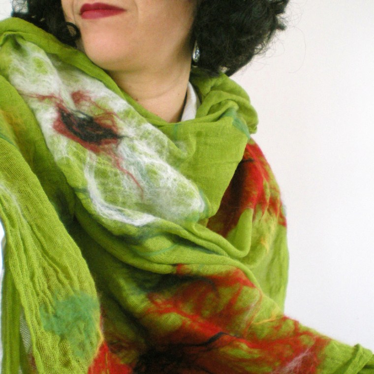 nuno felted scarf-shawl -Colors and the Kids-