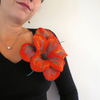 felted flower brooch -Sunday morning-