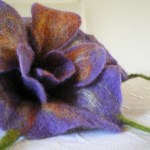 felted flower brooch -purple rain-
