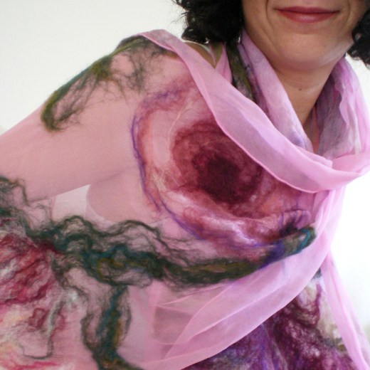nuno felted scarf -running up that hill-