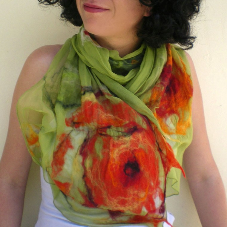 nuno felted scarf -wondrous place-