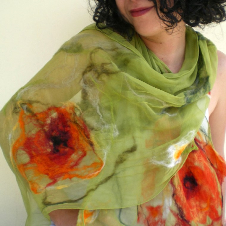 nuno felted scarf -wondrous place-
