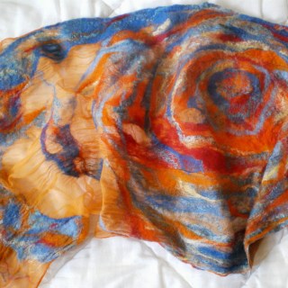nuno felted scarf -silk and soul-