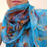 nuno felted scarf -Aegean-