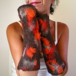 nuno felted arm warmers -autumn-