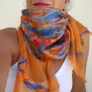 nuno felted scarf -silk and soul-