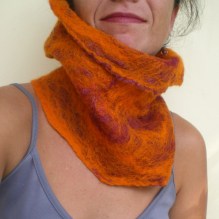felted neck warmer -fields of gold-