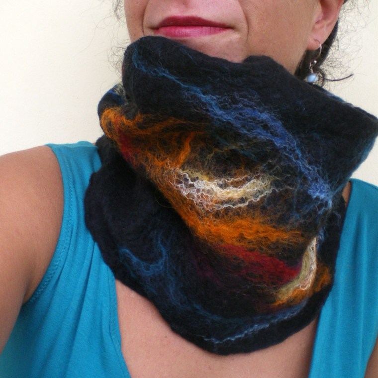 felted neck warmer -here comes the rain again-