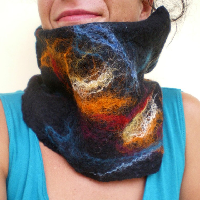 felted neck warmer -here comes the rain again-