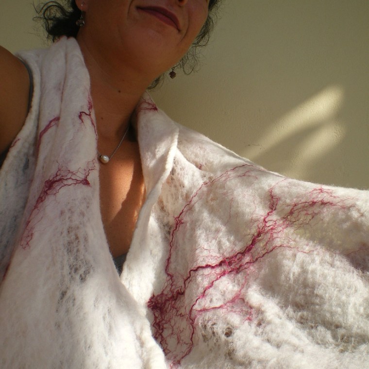 cobweb felted scarf -white snow-