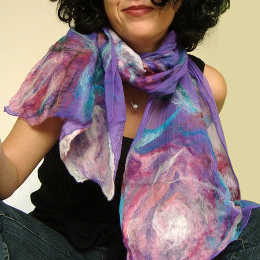 nuno felted scarf -lilac wine-