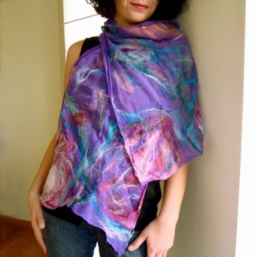 nuno felted scarf -lilac wine-