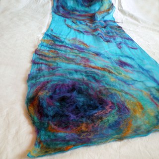nuno felted scarf -peacock feather-