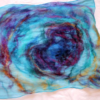 nuno felted scarf -peacock feather-