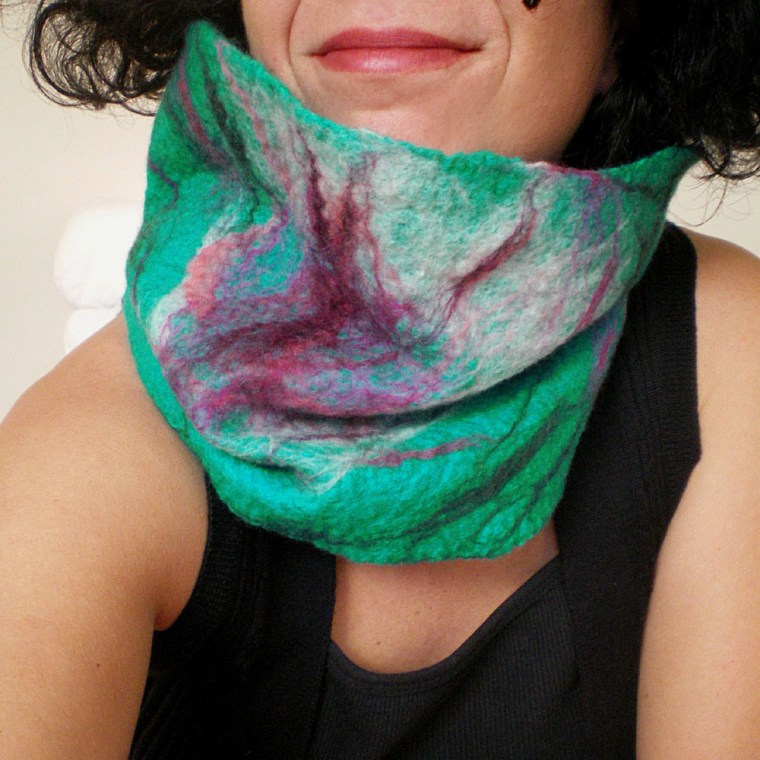 felted neck warmer -somewhere over the rainbow-