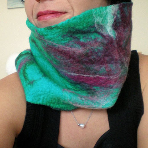 felted neck warmer -somewhere over the rainbow-