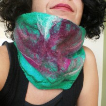 felted neck warmer -somewhere over the rainbow-