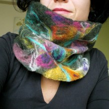 felted neck warmer -Saw you flying by-