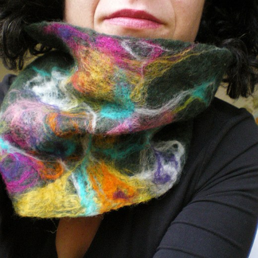 felted neck warmer -Saw you flying by-