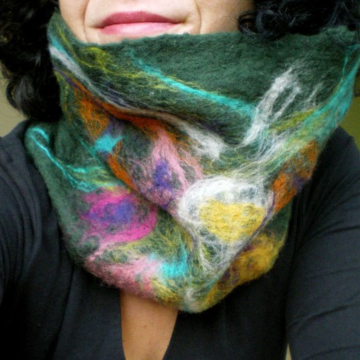 felted neck warmer -Saw you flying by-
