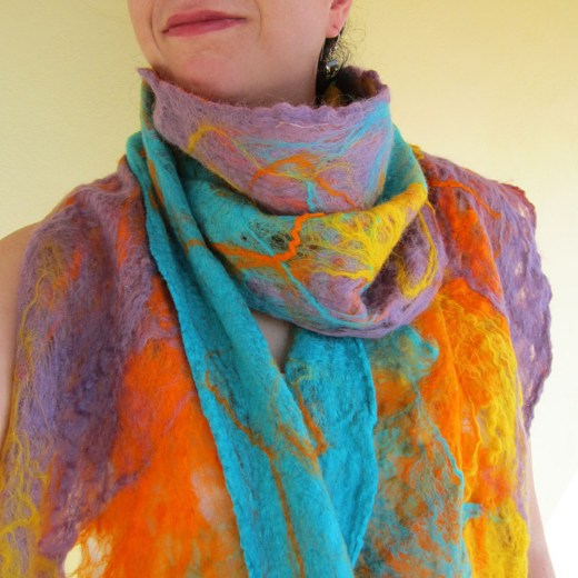 cobweb felted scarf -summer in the light-