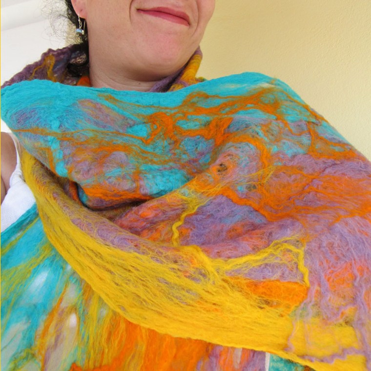 cobweb felted scarf -summer in the light-