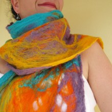 cobweb felted scarf -summer in the light-