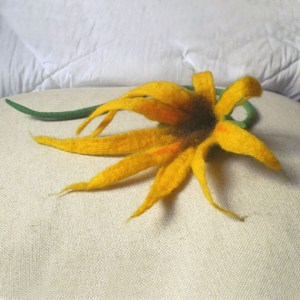 felted sun flower hair decoration -sunny-