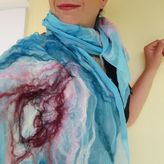 nuno felted scarf -waves-
