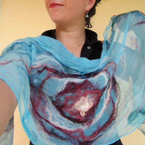 nuno felted scarf -waves-