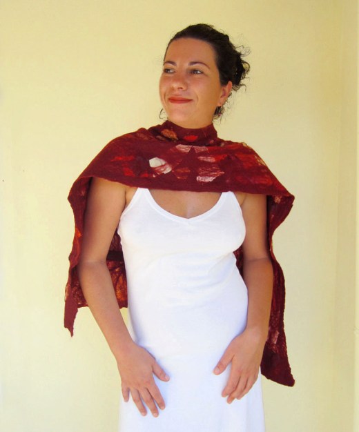  nuno felted scarf -summer wine-