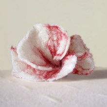 felted flower brooch -White Snow-