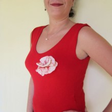 felted flower brooch -White Snow-